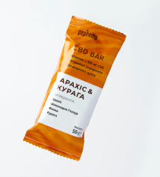 Батончик с 100 мг. CBD "Арахис и курага" в шоколадной глазури, 50 г.